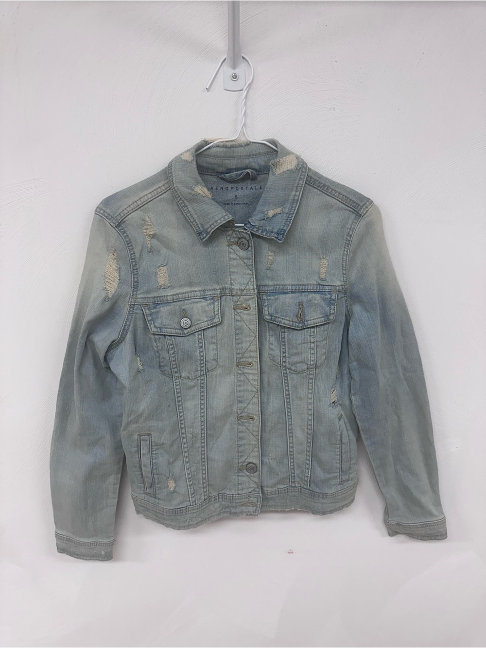 Aeropostale Light Blue Distressed Jean Jacket